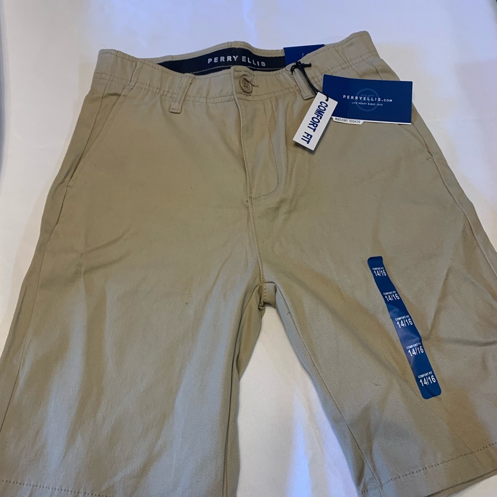 NWT Perry Ellis school uniform shorts.  Sz 14/16.